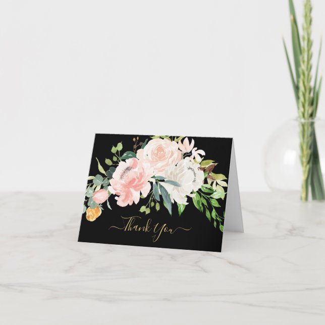 Carte De Remerciements Remerciement pour Baby Shower Élégant Blush & Fleu (Devant)