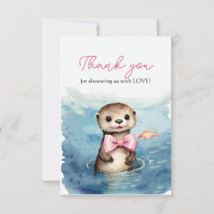 Carte De Remerciements Remerciement pour Baby Shower Fille Loutre Bébé