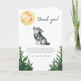Carte De Remerciements Remerciement pour Baby Shower Loup à l'aquarelle