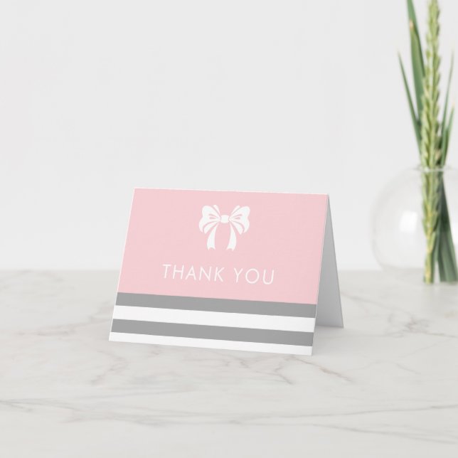 Carte De Remerciements Remerciement pour Baby Shower Rayures Grises avec  (Devant)
