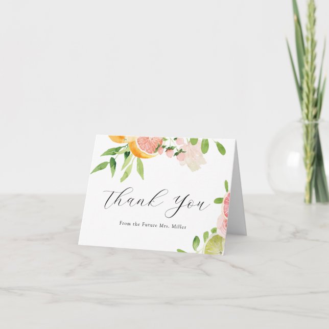 Carte De Remerciements Remerciement pour Baby Shower Rose Citron  (Devant)