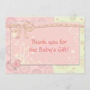 Carte De Remerciements Remerciement pour Baby Shower Rose et Volants