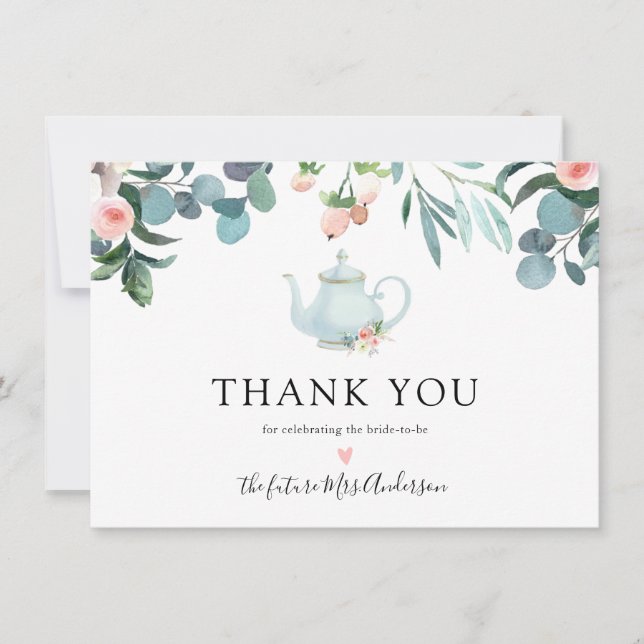 Carte De Remerciements Remerciement pour Baby Shower Thème Thé Mariée (Devant)