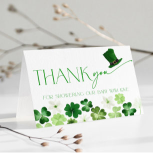 Carte De Remerciements Remerciement pour Baby Shower Vert St. Patricks Da