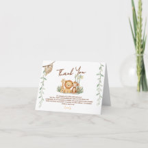 Remerciement pour une Baby Shower Little Safari Ad