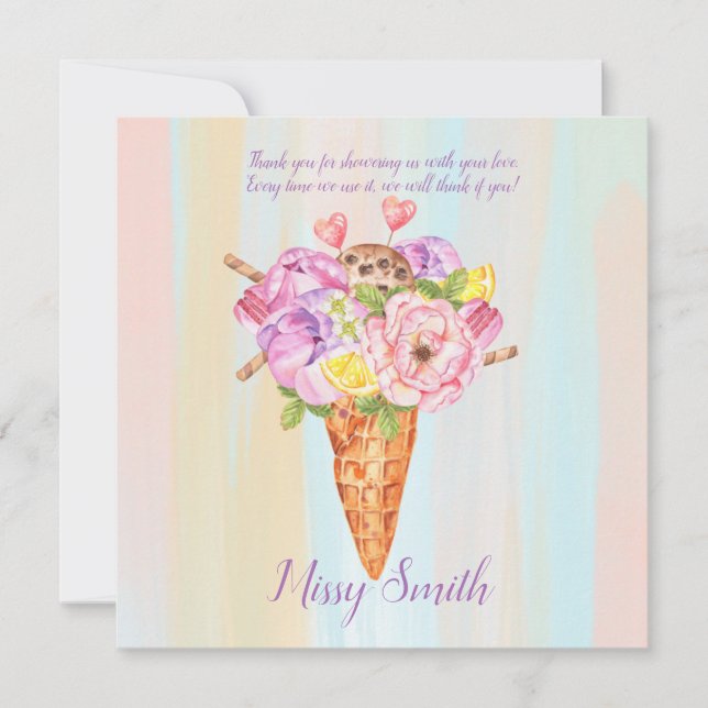 Carte De Remerciements Remerciement pour une douche de glace, douche de m (Devant)
