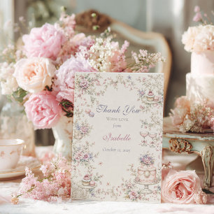 Carte De Remerciements Remerciement pour une élégante Baby Shower Marie A