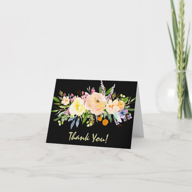 Carte De Remerciements Remerciement Saules et Fleurs (Devant)