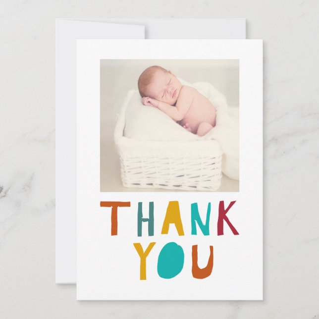 Carte De Remerciements Remerciement Tyographie Mignonne Baby Shower Nouve (Devant)