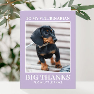 Carte De Remerciements Remerciement Vétérinaire Photo de Chien Violet Mod