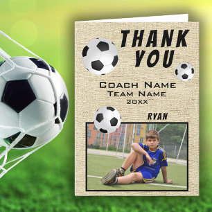 Carte De Remerciements Remerciements au Coach de Football Sports Rustique
