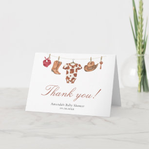 Carte De Remerciements Remerciements Baby Shower cow-boy aquarelle