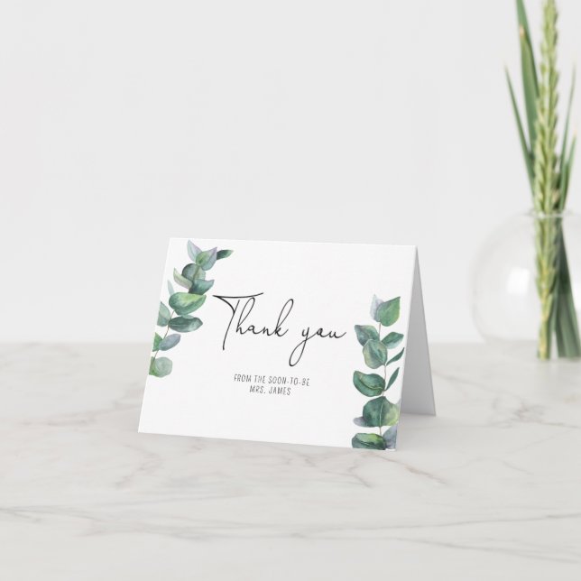 Carte De Remerciements Remerciements de baby shower de branche d'eucalypt (Devant)