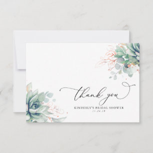 Carte De Remerciements Remerciements de Baby Shower de Succulentes Verdur