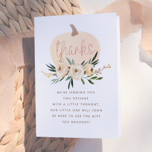 Carte De Remerciements Remerciements de Baby Shower Fleuris Citrouille Mo