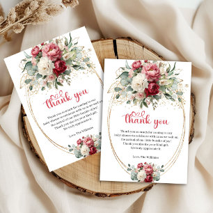 Carte De Remerciements Remerciements de Baby Shower Floral Blanc Doré Min