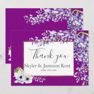 Carte De Remerciements Remerciements de mariage à l'aquarelle Wisteria