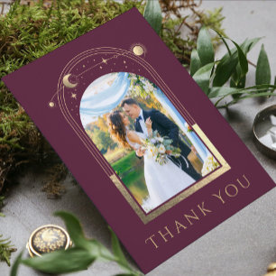 Carte De Remerciements Remerciements de mariage céleste en prune mystique
