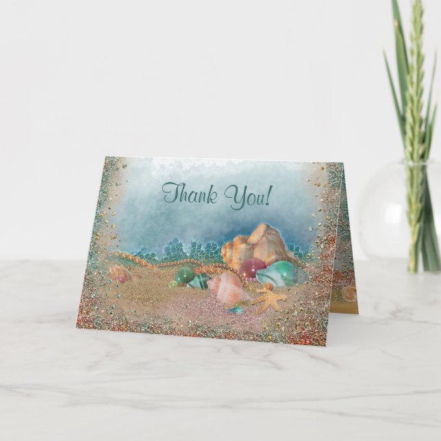 Carte De Remerciements Remerciements de mariage Coquillages de plage (Devant)