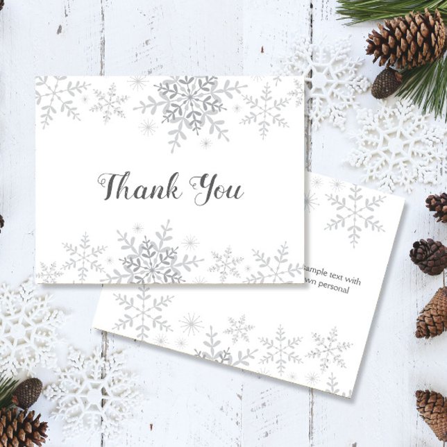 Carte De Remerciements Remerciements de mariage d'hiver Flocons de neige (Créateur téléchargé)