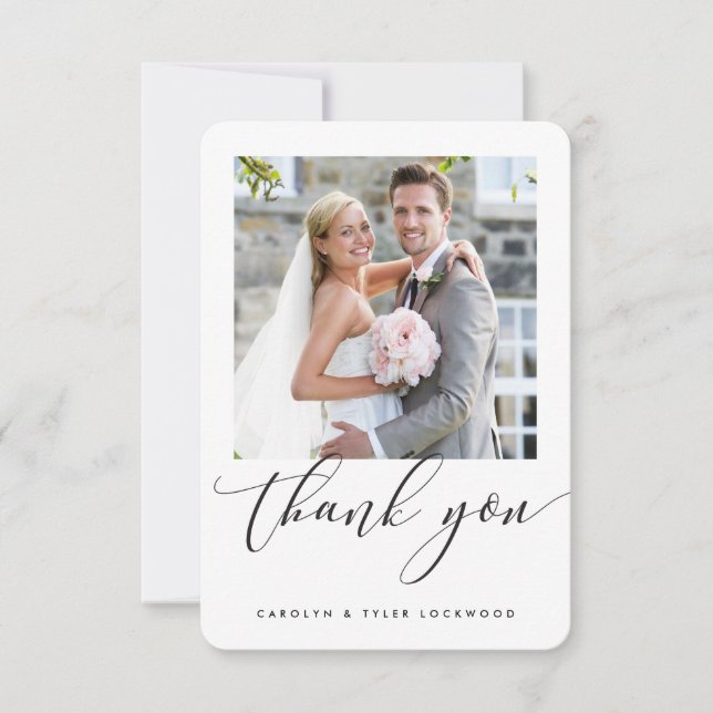 Carte De Remerciements REMERCIEMENTS DE MARIAGE écriture calligraphique m (Devant)