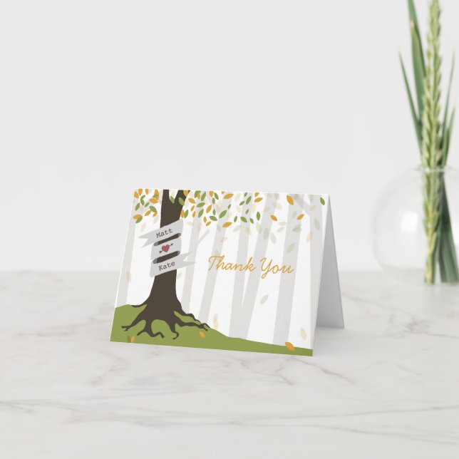 Carte De Remerciements Remerciements de mariage en forêt - Début de l'aut (Devant)