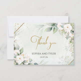 Carte De Remerciements Remerciements de mariage Eucalyptus Roses Blanches