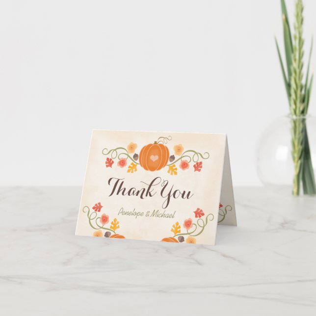 Carte De Remerciements Remerciements de mariage floral d'automne avec cit (Devant)
