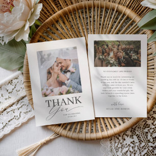 Carte De Remerciements Remerciements de mariage minimal noir et blanc 