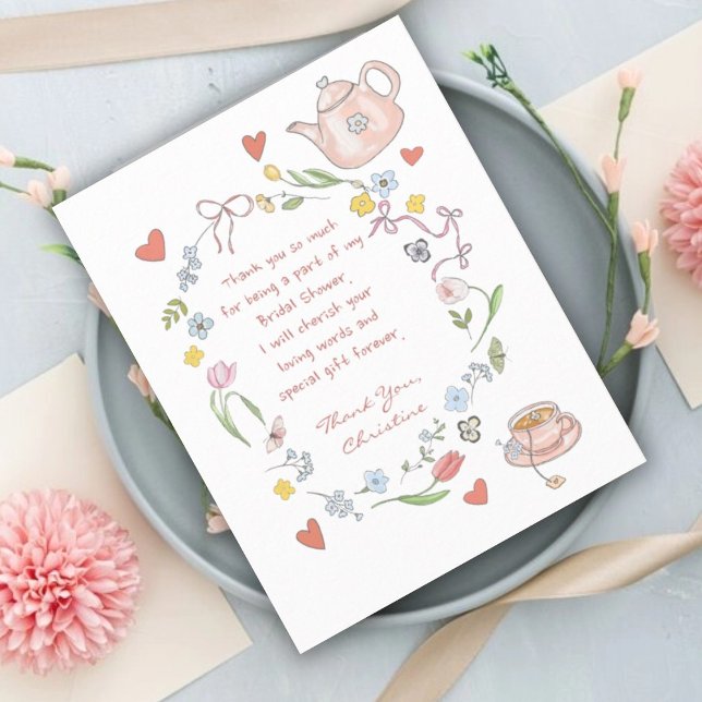 Carte De Remerciements Remerciements de Mariage pour une Fête de Thé Fant (Créateur téléchargé)