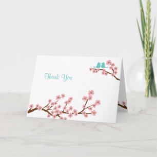 Carte De Remerciements Remerciements de mariage Turquoise et Rose pour le