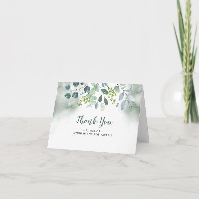 Carte De Remerciements Remerciements de mariage verdure (Devant)