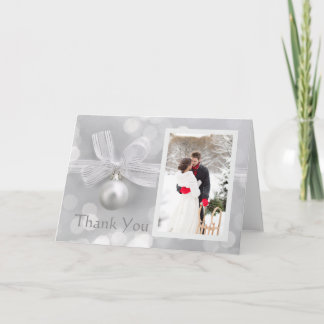Carte De Remerciements Remerciements de photo de mariage Silver Bell