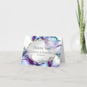 Carte De Remerciements Remerciements   Encre d'aquarelle violette Abstrai