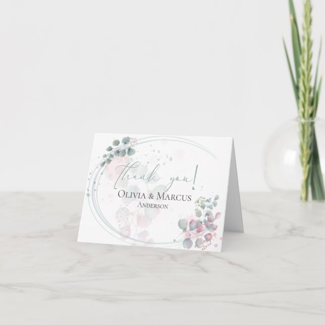 Carte De Remerciements Remerciements | Feuillage de eucalyptus à l'aquare (Devant)