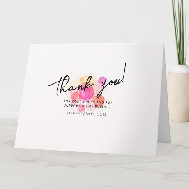 Carte De Remerciements Remerciements Modifiables Pour Votre Achat Petite  (Devant)