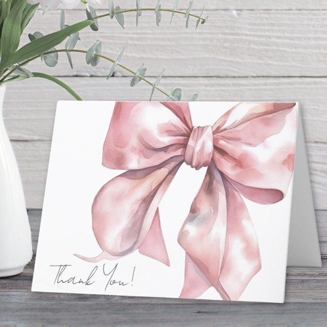 Carte De Remerciements Remerciements Personnalisés Élégant Nœud Rose (Personalized Elegant Pink Bow Thank You)