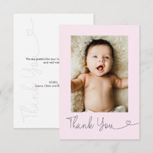 Carte De Remerciements Remerciements Photo Bébé Cœur Moderne Baby shower 