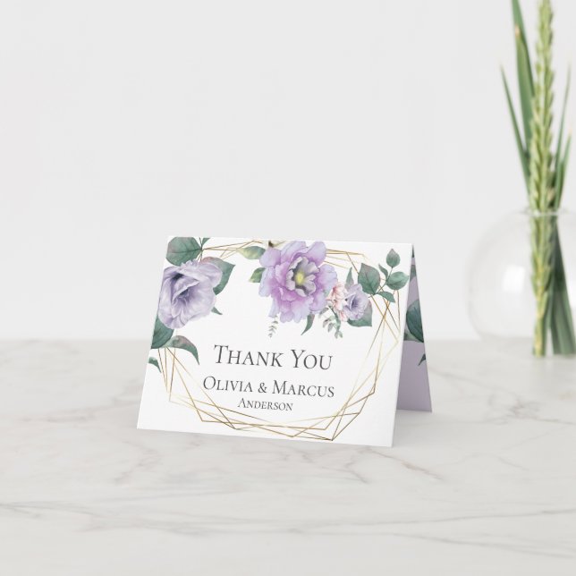 Carte De Remerciements Remerciements | Pivoines au lavis de lavande à l'a (Devant)