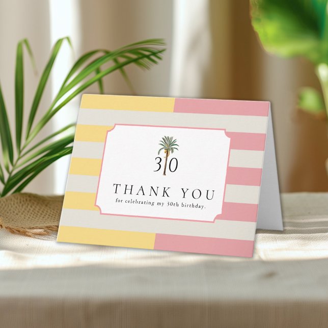Carte De Remerciements Remerciements pour 30e anniversaire Tropical Strip (Créateur téléchargé)