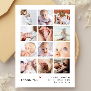 Carte De Remerciements Remerciements pour Baby Shower avec un simple coll