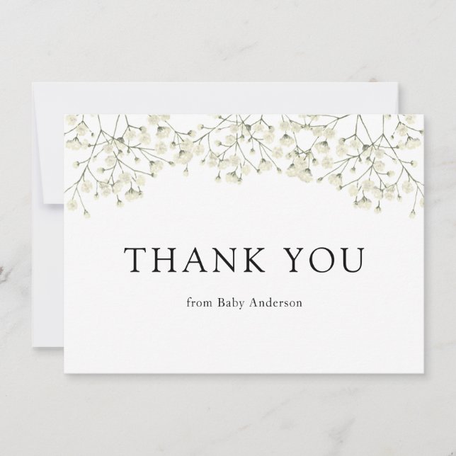Carte De Remerciements Remerciements pour Baby Shower Baby Breath (Devant)