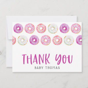 Carte De Remerciements Remerciements pour Baby Shower Donuts Roses