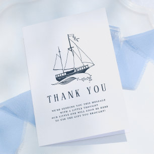 Carte De Remerciements Remerciements pour Baby Shower Thème Marin Garçon