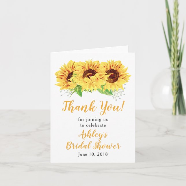 Carte De Remerciements Remerciements pour Baby Shower Tournesol Jaune (Devant)