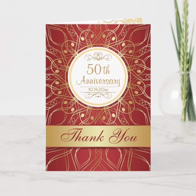 Carte De Remerciements Remerciements pour le 50e anniversaire avec des to (Devant)