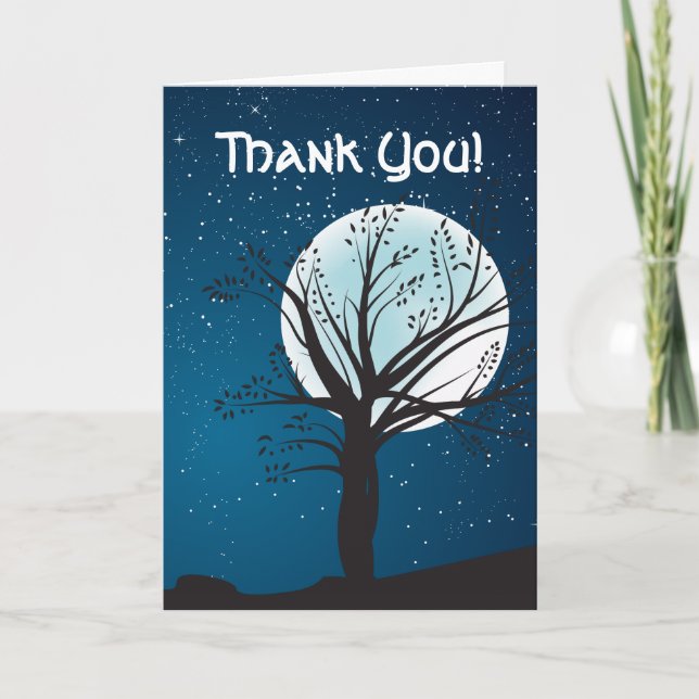 Carte De Remerciements Remerciements pour le mariage sous la pleine lune  (Devant)