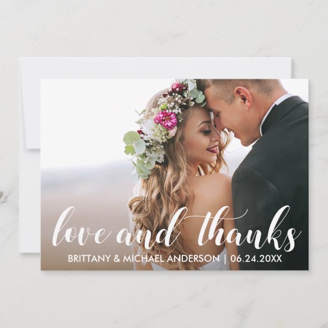 Carte De Remerciements Remerciements pour mariage | Love and Thanks Photo (Devant)