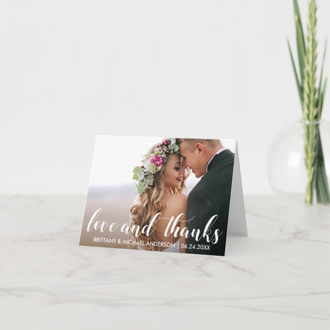 Carte De Remerciements Remerciements pour mariage | Photo Love and Thanks (Devant)