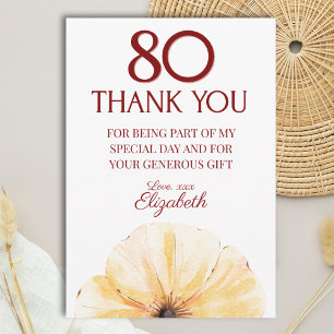 Carte De Remerciements Remerciements pour un 80e anniversaire floral - Fl